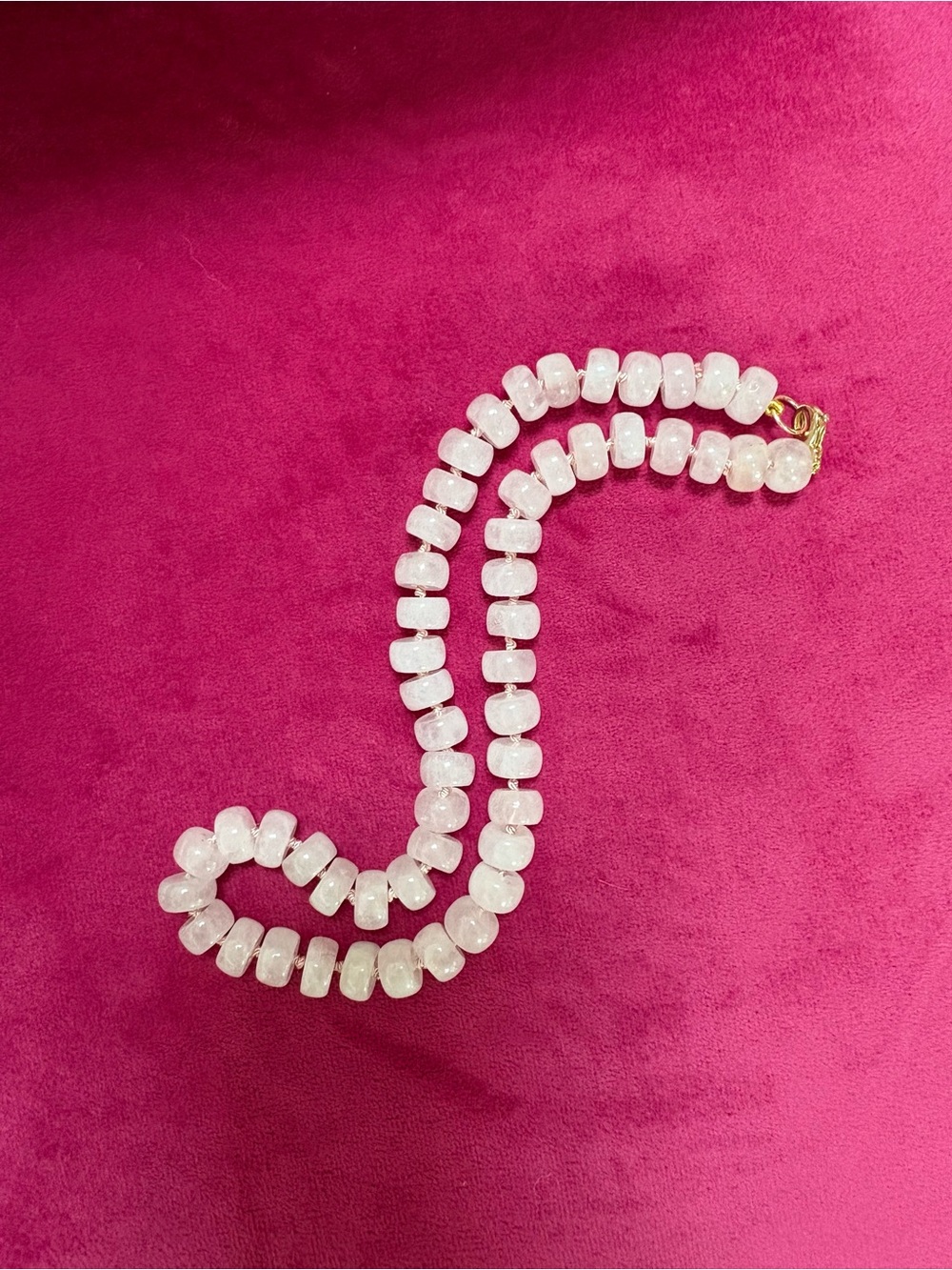 Adina Reyter Blush Pink Gemstone Beaded Necklace 9K Yellow Gold Rose Quartz $398 - Picture 6 of 16